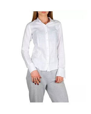 Camisa de vestir blanca de algodón hecha en Italia