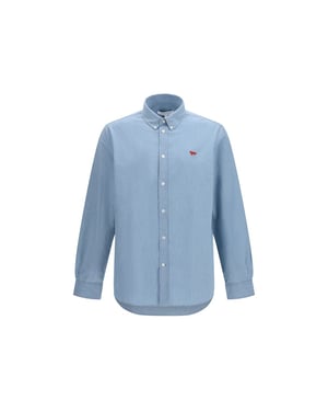 Camisa de Algodón Azul Maison Kitsuné