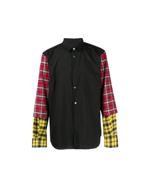 Camisa de Algodón Negra con Patrón Comme Des Garçons