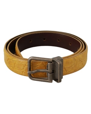 Cinturón de piel exótica amarilla de Dolce & Gabbana con hebilla gris