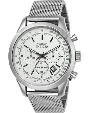 Invicta Speedway 25222 Reloj de Hombre - Movimiento de Cuarzo - Acero Inoxidable con Esfera Plateada - 45 mm
