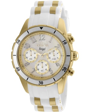 Invicta Angel 24901 Reloj de Mujer - Movimiento de Cuarzo - Acero Inoxidable con Esfera Blanca - 40 mm