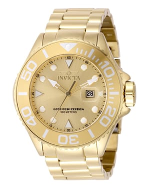 Invicta Grand Diver 48613 Reloj de Hombre - Movimiento de Cuarzo - Acero Inoxidable con Esfera Dorada - 52 mm