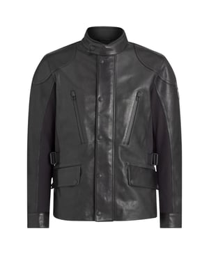 Chaqueta De Moto De Cuero Negra Belstaff Mailstrom