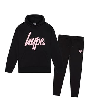 Conjunto de chándal para niñas con sudadera negra y pantalones deportivos, set casual para el hogar