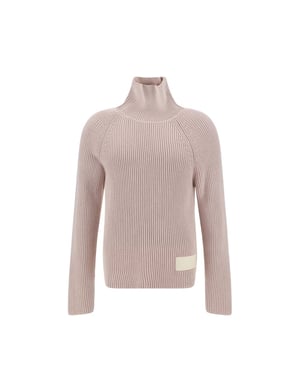 Ami Paris Suéter de Cuello Alto de Algodón Multicolor