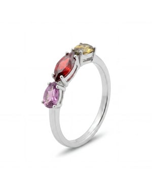 Anillo Luxenter de Aleación de Metal y Circonita Multicolor acabado en rodio - Prazma