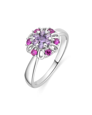 Anillo Luxenter de Aleación de Metal y Circonita Multicolor acabado en rodio - Goryah