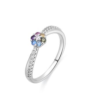 Anillo Luxenter de Aleación de Metal y Circonita Multicolor acabado en rodio - Zetrana