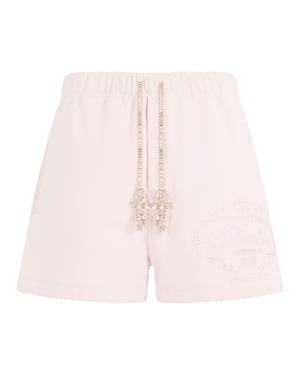 Washed Fleece Shorts Tennis Club Crystals