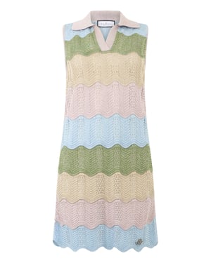 Polo Neck Mini Dress Color Wave