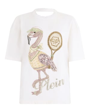 Open Back Man Fit T-Shirt Flamingo Crystals