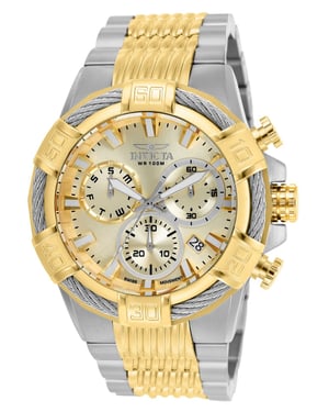 Invicta Bolt 25864 Reloj de Hombre - Movimiento de Cuarzo - Acero Inoxidable con Esfera Dorada - 51 mm