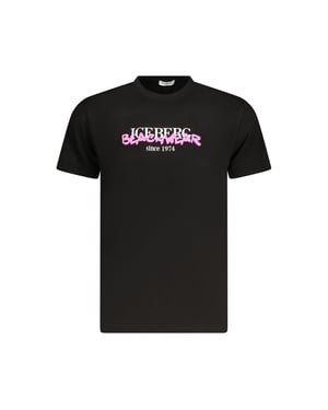 Camiseta Negra Con El Logo De Iceberg Beachwear