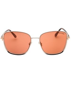 Gafas De Sol Tom Ford Con Montura De Rutenio Oscuro Brillante Y Lentes De Espejo Marrones
