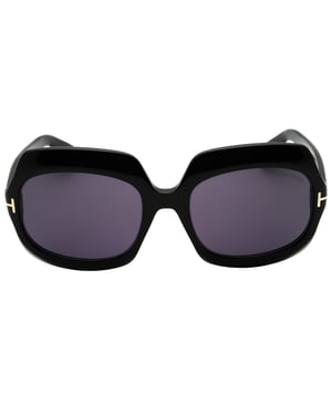 Gafas De Sol Extragrandes De Color Negro Brillante Ahumado De Tom Ford