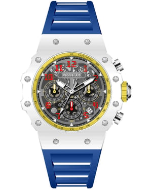 Invicta Racing 69666 Reloj de Hombre - Movimiento de Cuarzo - Acrílico con Esfera Plateada - 43 mm