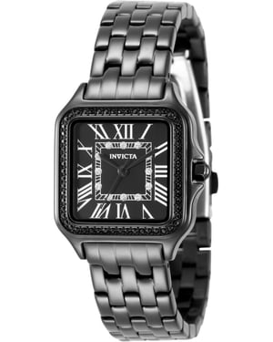 Invicta Angel 50581 Reloj de Mujer - Movimiento de Cuarzo - Acero Inoxidable con Esfera Negra - 28 mm
