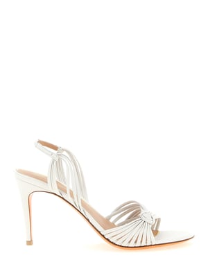 Sandalias de tacón stiletto de piel de cordero blanca Santoni