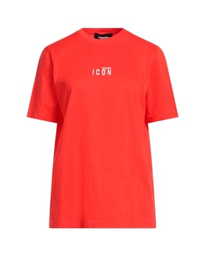 Camiseta Roja Con Logo Pequeño En El Pecho De Dsquared2 Icon