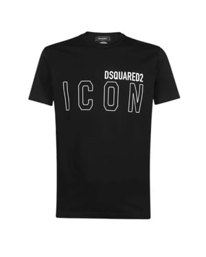 Camiseta Negra Con El Logotipo De Contorno Del Icono De Dsquared2