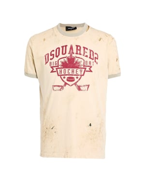 Camiseta Color Champán Con Diseño De Hockey De Dsquared2