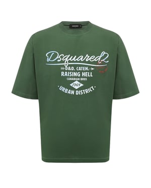 Camiseta Verde Con El Logo De Dsquared2 "raising Hell&quot