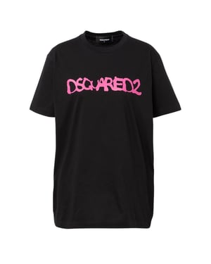 Camiseta Negra Con Logo De Graffiti De Dsquared2