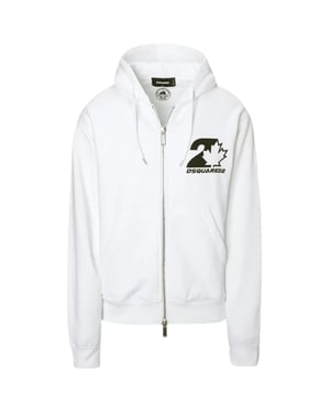 Sudadera Con Capucha Blanca Dsquared2 Cool Fit Con Logo De La Hoja De Arce