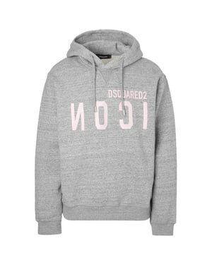 Sudadera Con Capucha Gris Con Logo Agrietado Y Icono Rosa De Dsquared2