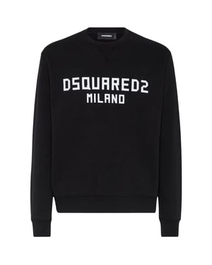 Sudadera Negra De Cuello Redondo Cool Fit Milano De Dsquared2
