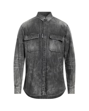 Camisa Vaquera Negra Descolorida De Corte Regular De Dsquared2