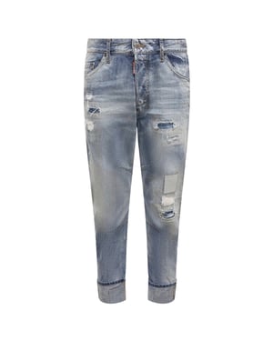Vaqueros Azules De Corte Relajado Con Patchwork Desgastado De Dsquared2