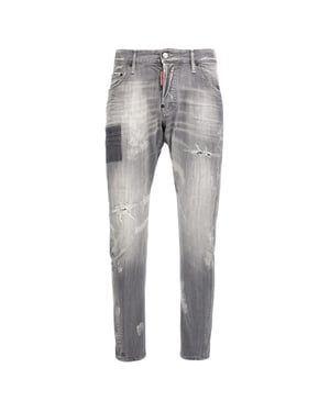 Jeans Dsquared2 Sexy Twist Estilo Desgastado Color Gris
