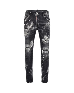 Jeans Negros Dsquared2 Super Twinky Jean Con Efecto De Pintura Desgastada