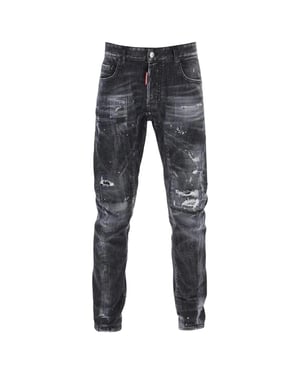 Dsquared2 Tidy Biker Jean Estilo Desgastado Negro