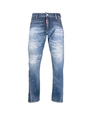 Dsquared2 Sexy Twist Jean Destroyed Refuerzado Con Salpicaduras De Pintura Azul