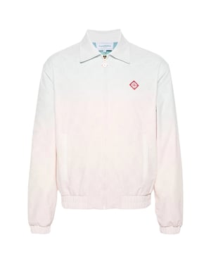 Chaqueta Blanca Degradada Con Monograma De Casablanca Perforado Y Cortado A Láser