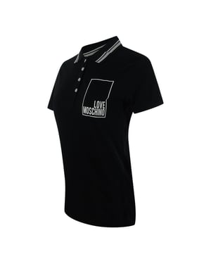 Polo Negro Con Logo Pequeño De Love Moschino