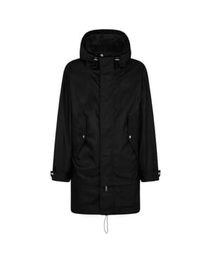 Chaqueta Parka Larga Negra Con Cola De Pez De Dsquared2