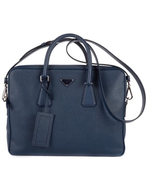 Prada Briefcase  en  azul Cuero de ternero