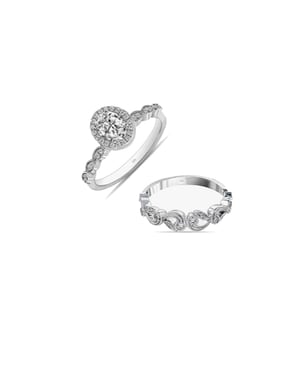Conjunto de Anillos Doble Brillante para Mujeres en Plata de Ley 925 BIAN024