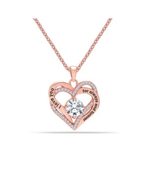 Collar Doble Corazón para Damas en Oro Rosa con Circonitas “Te Amo” de Plata Estérlina 925 BICLL034