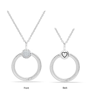 Collar de mujer con colgante y circonitas, plata esterlina 925 BICLL018