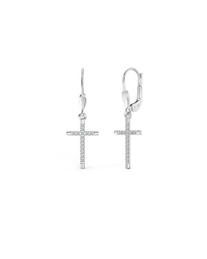 Pendientes Cruz Brillantes para Mujer en Plata de Ley 925 con Circonitas BIPE054