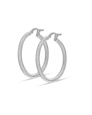 Pendientes de aro gruesos con textura para mujer en plata de ley 925 BIPE034
