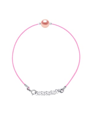 Link de brazalete de amor Pearl Freshwater Round 9-10 mm Pink Link Nylon 925