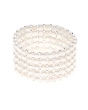 Brazalete de manguito 5 filas de agua dulce perla blanca 925