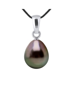Collar Tahitian Pearl 8-9 mm Pear Link Black 925