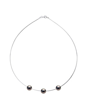 Collar Omega 3 perlas tahitianas Ronda 9-10 mm 925